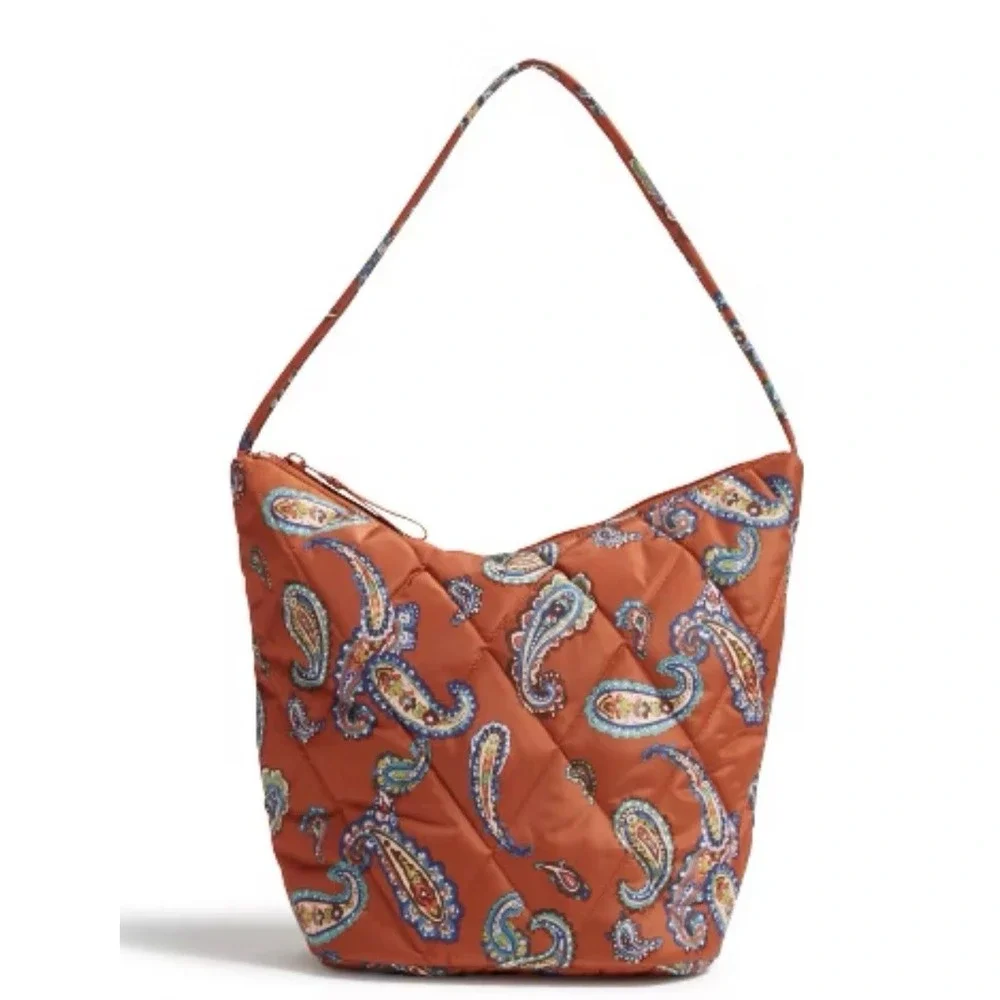 Vera Bradley Women's Outlet Ultralight Slouchy Bucket Shoulder Bag Manor Paisley